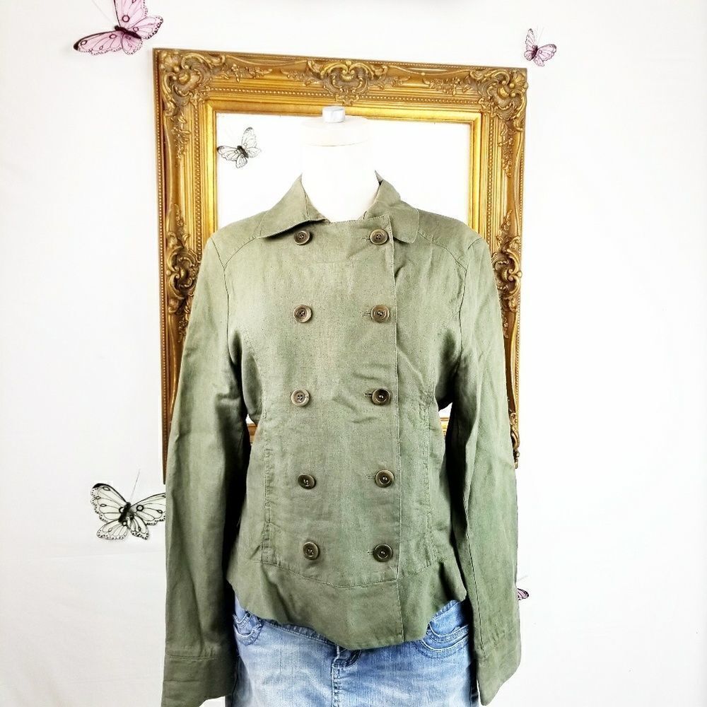 Jigsaw Irish linen green double breasted